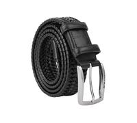 Police - Cinturón trenzado elástico de piel auténtica para hombre, cómodo y acortable, 3,5 cm, Negro 06, 115 (Taglia 48-52)
