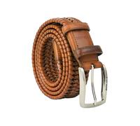 Police Cinturón trenzado elástico de piel auténtica para hombre, cómodo y acortable, altura 3,5 cm 115 (Talla 48-52), Miel 06, 115 (Taglia 48-52)