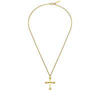 POLICE Collar con colgante ajustable de cruz de acero inoxidable para hombre, talla única, Metal, No es una piedra preciosa