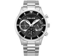 POLICE Driver III 43,5mm Reloj multifunción Negro para Hombres con Brazalete Plata