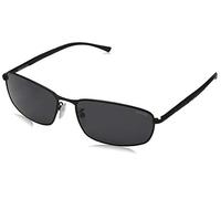 Police - Gafas de sol Rectangulares S8650 para hombre, SEMI-MATT BLACK FRAME/SMOKE LENS