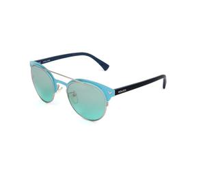 Police - Gafas de sol Redondas S8950 Momentum 2, SEMI MATT TURQUOISE & DARK BLUE FRAME/AQUA MIRROR LENS