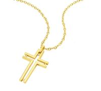 POLICE Collar con colgante de cruz de acero inoxidable para hombre, talla única, Acero inoxidable, No es una piedra preciosa