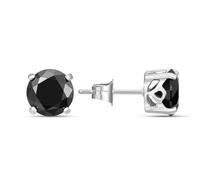 POLICE Pendientes de tuerca de acero inoxidable con piedra negra para hombre, talla única, Acero inoxidable, Sin piedra preciosa