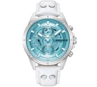 Police Malawi PEWJF0004603 Reloj de Hombre con Correa de Cuero Esfera Gris frío y Cristal láser Azul, Blanco, clásico PEW00046-1