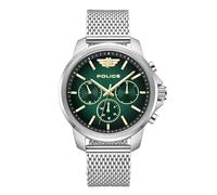 Police - Mensor Reloj para Hombres con Brazalete de Acero Inoxidable Plata 44mm (Verde/Plata)