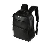 Police Mochila Casual Elegante Negro PU Bolso Ordenador Trabajo Hombres, Correas Acolchadas, Durable y Resistente, Universidad 30L