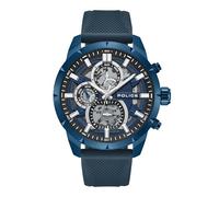 Police Neist - Reloj cronógrafo para hombre con esfera azul mate, correa de silicona azul, caja de acero inoxidable, correa azul