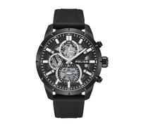 Police Neist - Reloj cronógrafo para hombre, esfera negra mate, correa de silicona negra, con caja de acero inoxidable, correa negra