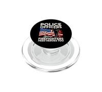 Police Officers Because Firefighters Need Heroes USA Flag PopSockets PopGrip para MagSafe