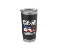 Police Officers Because Firefighters Need Heroes USA Flag Vaso térmico de acero inoxidable de doble pared