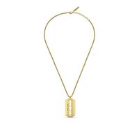 Police RAZORBLADE PEAGN0005503 - Collar para hombre de acero inoxidable con colgante de hoja de afeitar en color dorado y cierre de mosquetón, tamaño: 55 cm, 55cm, Acero inoxidable, No es una piedra