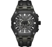 Police Reloj de pulsera cronógrafo para hombre con correa de cuero duradera, Escudo negro, Moderno