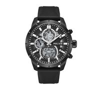Police Neist - Reloj cronógrafo para hombre, esfera negra mate, correa de silicona negra, con caja de acero inoxidable, correa negra