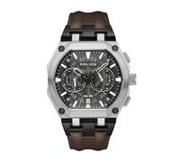 Police Reloj de pulsera cronógrafo para hombre con correa de cuero duradera, Escudo marrón, Moderno
