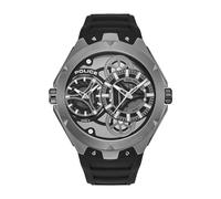 Police Scepter 42mm Reloj analógico para Hombres Esfera Negra con Silicona Negra