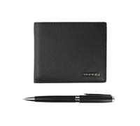 Police Set de Regalo para Hombre, Cartera de Piel Genuina y Bolígrafo, Negro