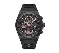 Police Sonic - Reloj cronógrafo para hombre, esfera negra, correa de silicona negra, con caja de acero inoxidable, estilo moderno