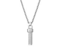 Police Urban Texture PEAGN0001101 - Collar de acero inoxidable para hombre (50 cm, con colgante de tubo roscado y cierre de mosquetón), 50 cm, Acero inoxidable, No es una piedra preciosa