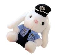 Policía de conejo de peluche,Conejo Policía De Felpa,Adorno de conejo de tronco de dibujos animados - Adorno lindo del pecho de la historieta, colgante de la cola del coche de la felpa para la