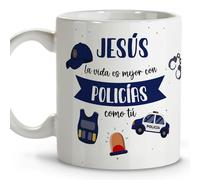 Policia local. Tazas personalizadas con nombre. Tazas originales para regalar. Regalos originales de policia. Taza cerámica 330 ml.