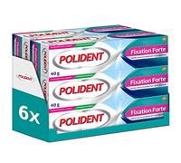 Polident Crème fixative Forte Toute La Journée, Pour Prothèses Dentaires Partielles ou Complètes, lot de 6x40g