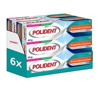 Polident Crème Fixative Protection Gencives, Pour Prothèses Dentaires Partielles ou Complètes, Sans Goût, lot de 6x40g