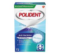 Polident Nettoyant Antibactérien, Pour Prothèses Dentaires Partielles ou Complètes, Formule Non Abrasive, 72 Comprimés