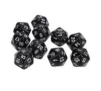 Poliedral Dice Set 10pcs plástico Dados Ligeros de 20 Lados para Juegos de Mesa de Roles y lecciones de matemáticas Resistentes a rasguños Grandes números Transparentes Grandes (Negro)