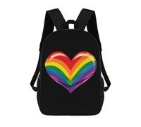 Poliéster Bolsa De Deporte Amor - Orgullo Gay Y Lésbico - Bandera Arcoíris Corazón Mochilas Escolares Impermeable Bolsa De Viaje para Adolescente, Viajes, Mujeres, 42X32X14Cm