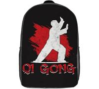 Poliéster Bolsa De Viaje Artes Marciales Chinas Kung Fu Qi Gong Mochila De Viaje con Compartimento Backpack para Viajes, Trabajo, Gimnasio, 42X32X14Cm