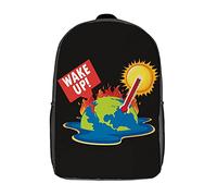 Poliéster Bolsa De Viaje Despierta Tierra Cambio Climático Bolsa De Deporte Impermeable Bolso Mochila para Mujeres, Hombres, Trabajo, 42X32X14Cm