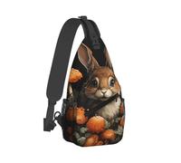 Poliéster Bolsa Deportiva De Hombro Rabbit With Mushrooms Bandoleras Casual Sling Bag Para Colegio, Hiking, Viajar