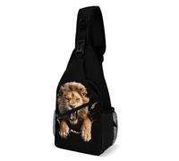 Poliéster Bolso Bandolera León 3D Bolso De Pecho Vintage Sling Bag Para Moto, Viajar, Excursionismo