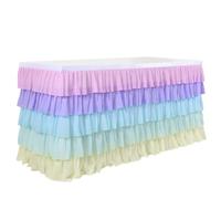 Poliéster Falda de 5 Ondas Capas Mesa de Boda | Ligera para Fiestas y Hogar, Decoración de Cumpleaños, Cubierta para Mesa de Postres, Uso en Eventos
