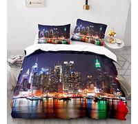 Poliéster Funda Nordica 105 Viene con 2 Fundas De Almohada De 40X75Cm. Ropas De Cama New York Nueva York Antiarrugas Sin Hierro 155X220Cm