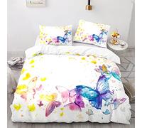 Poliéster Funda Nordica Cama 105 Infantil Viene con 2 Fundas De Almohada De 40X75Cm. Ropas De Cama Mariposas Antiarrugas Sin Hierro 155X220Cm