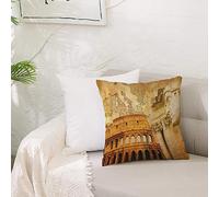 Poliéster Fundas de Almohada,Concepto retro del imperio romano Columnas famosas Escultor Colise,Funda de Cojín Decorativo Manta Funda de Almohada para Sofá Dormitoriocon Cremallera Invisible 50x50 cm