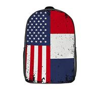 Poliéster Mochila para Escuela Bandera De Estados Unidos Y Francia Mochila De Viaje con Compartimento Bolso Mochila para Viajes, Gimnasio, Hombres, 42X32X14Cm