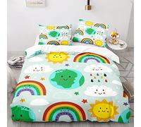 Poliéster Ropa De Cama Arcoiris Antiarrugas Sin Hierro 155X220Cm Funda Nórdica Cama 105 Viene con 2 Fundas De Almohada De 40X75Cm.
