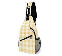 Poliéster Sling Bag Cuadros Amarillo Limón Pastel Mochila De Hombro Multiusos Sling Pecho Bolsa Para Viaje, Estudio, Moto