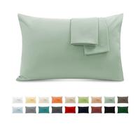 Poligino Funda Almohada 100% Algodón 40x70 cm 2 PCS, Juego de 2 Funda Almohada de Suave Puro Algodón, Sin Cremallera Cepillada con Cierre de sobre TórtolaAgua Verde