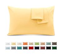 Poligino Funda Almohada 100% Algodón 40x70 cm 2 PCS, Juego de 2 Funda Almohada de Suave Puro Algodón, Sin Cremallera Cepillada con Cierre de sobre TórtolaAmarillo Claro