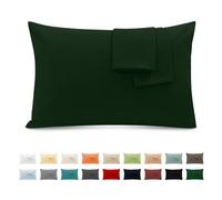 Poligino Funda Almohada 100% Algodón 50x70 cm 2 PCS, Juego de 2 Funda Almohada de Suave Puro Algodón, Sin Cremallera Cepillada con Cierre de sobre TórtolaBosque Verde