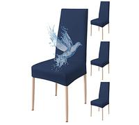 Poligino - Funda de Silla de 4 Piezas Impermeable, Funda para Silla de Comedor, Funda para Silla Extensible, Universal, fácil de Instalar, fácil de Limpiar (Azul, 4 Piezas)