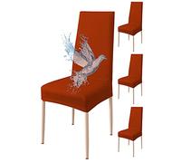 Poligino - Funda de Silla de 4 Piezas Impermeable, Funda para Silla de Comedor, Funda para Silla Extensible, Universal, fácil de Instalar, fácil de Limpiar (Naranja, 4 Piezas)