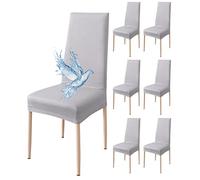 Poligino - Funda para Silla (6 Piezas, Impermeable, Funda para Silla, Comedor, Funda Extensible, Universal, fácil de Instalar, fácil de Limpiar (Gris Claro, 6 Piezas)