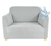 Poligino Funda para sofá con reposabrazos, 1 Plaza, Extensible, Impermeable, Gris Claro