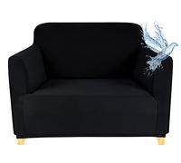 Poligino Funda para sofá con reposabrazos, 1 Plaza, Extensible, Impermeable, Negro