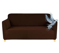 Poligino Funda para sofá con reposabrazos, 2 plazas, Extensible, Impermeable, marrón
